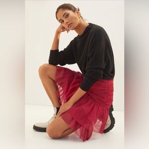 Like New Maeve Tiered Tulle Mini Skirt in Raspberry - Size 8